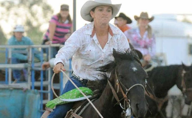 Alton Downs cowgirl Kathryn Hale zeros in last weekend’s Nebo rodeo. Alton Downs cowgirl Kathryn Hale zeros in last weekend’s Nebo rodeo.